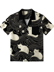 Men's Mysterious Cat Button Shirt