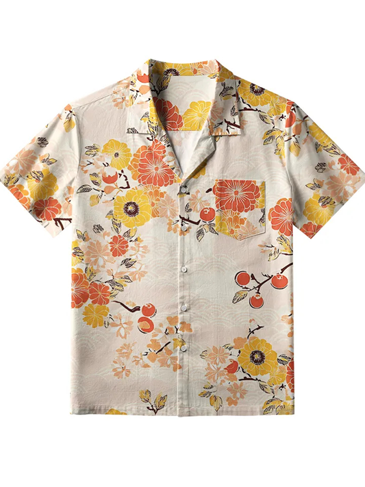 Men's Fruitful Flower Button Shirt