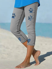 Women's denim paw leggings