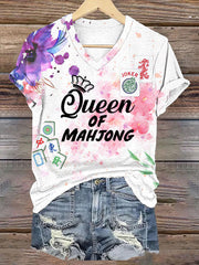 Women's Mahjong Queen Printed Casual T-shirt