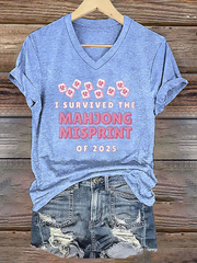 Women's I Survived the Mahjong Misprint of 2025 Print T-shirt
