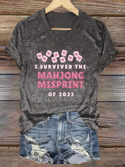 Women's I Survived the Mahjong Misprint of 2025 Print T-shirt
