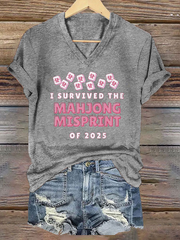 Women's I Survived the Mahjong Misprint of 2025 Print T-shirt