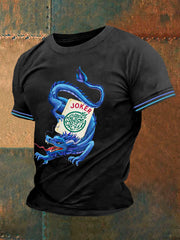 Men's Funny Mahjong Printed Casual T-Shirt