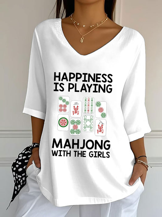 Women's happiness is playing mahjong with the girls T-shirts