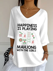 Women's happiness is playing mahjong with the girls T-shirts