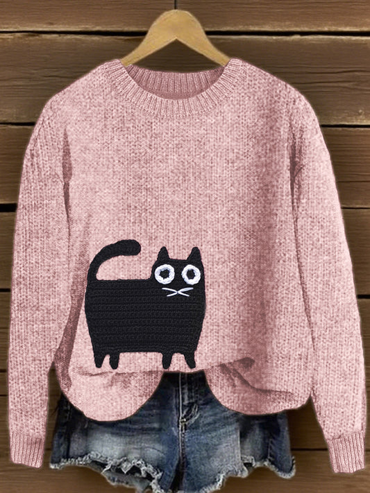 Women's Cute Cat Pattern Knit Sweater