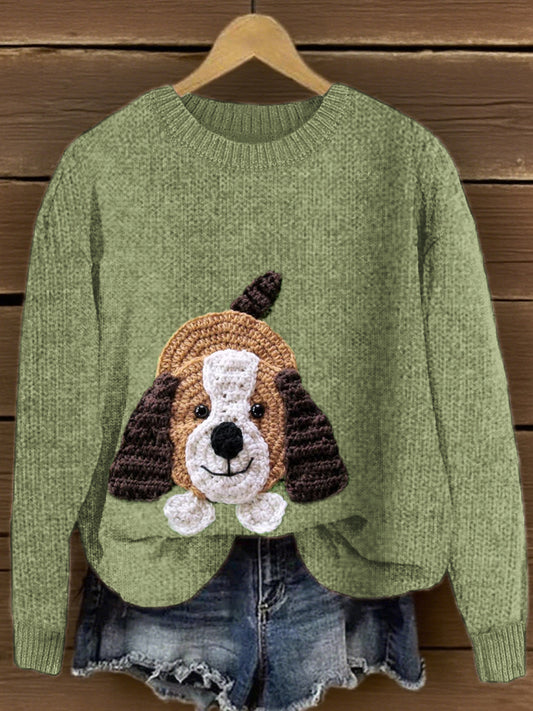 Women's Cute Dog Pattern Knit Sweater