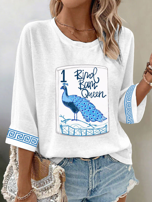 Women's Mahjong Peacock Casual Tops
