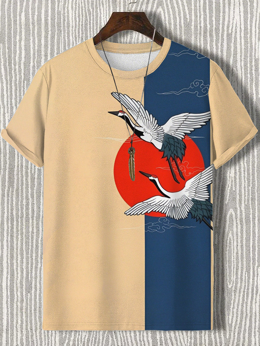 Men's Japaness Art Print Short Sleeves T-shirt