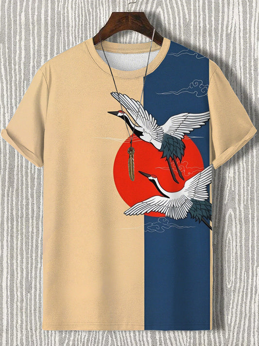 Men's Japaness Art Print Short Sleeves T-shirt