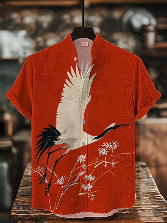 Men's Japanese Art Casual Short Sleeve Shirt