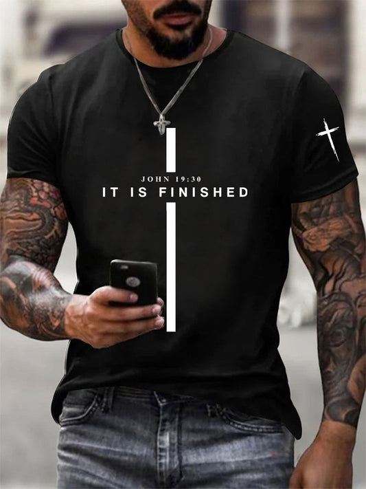 Men's It Is Finished Printed Casual T-shirt