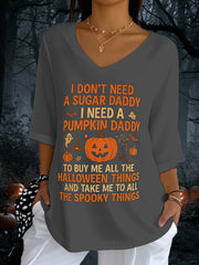 Women's Halloween Print Casual Half Sleeve Top