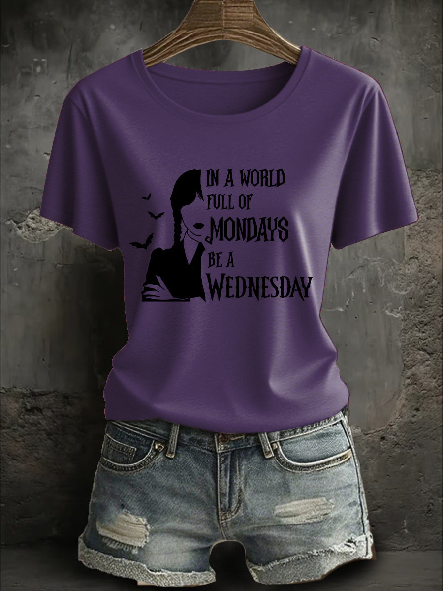 Women's Halloween Be A Wednesday Printed T-Shirt