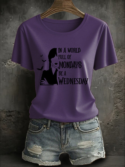 Women's Halloween Be A Wednesday Printed T-Shirt