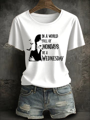 Women's Halloween Be A Wednesday Printed T-Shirt