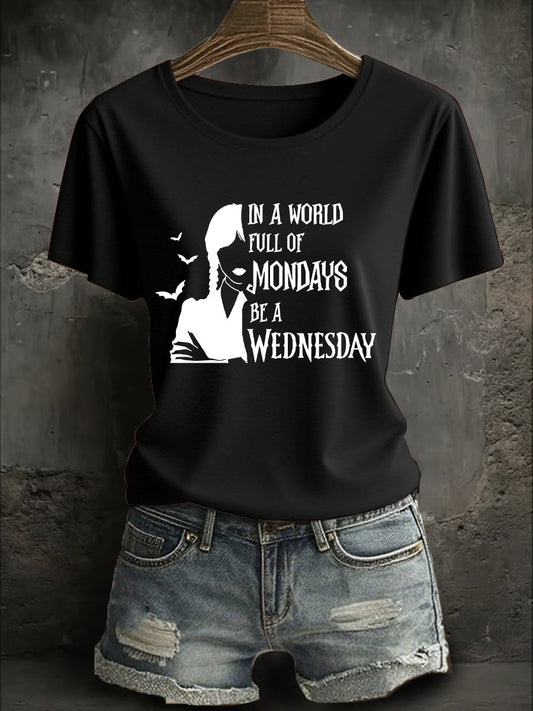 Women's Halloween Be A Wednesday Printed T-Shirt