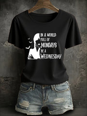 Women's Halloween Be A Wednesday Printed T-Shirt