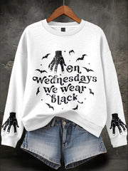 Women's Halloween Wednesday We Wear Black Printed Sweatshirt