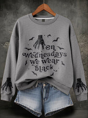 Women's Halloween Wednesday We Wear Black Printed Sweatshirt