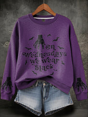 Women's Halloween Wednesday We Wear Black Printed Sweatshirt
