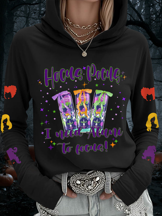 Women's Hocus Pocus I Need Alani To Focus Funny Halloween Casual Hoodie