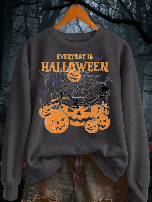 Women's Halloween Pumpkin Print polyester sweatshirt