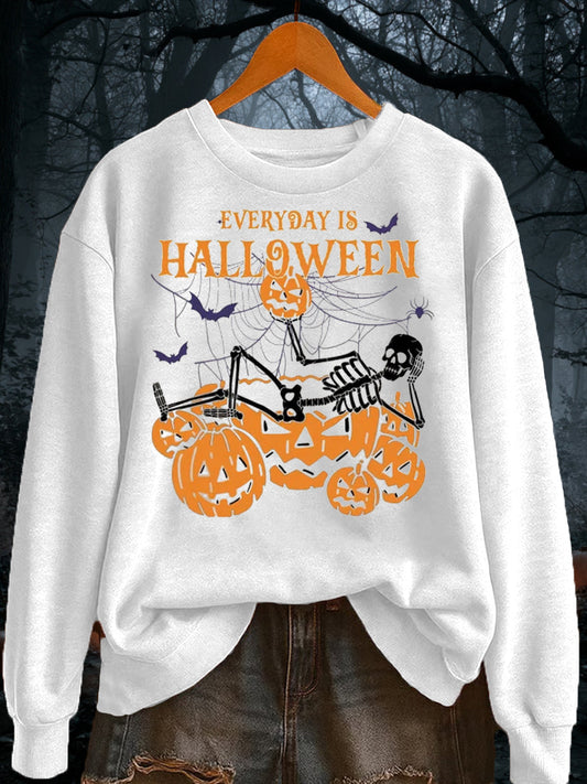 Women's Halloween Pumpkin Print polyester sweatshirt