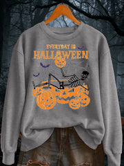 Women's Halloween Pumpkin Print polyester sweatshirt