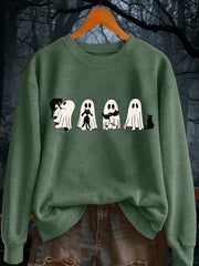 Women's Vintage Halloween Ghost Cat sweatshirt