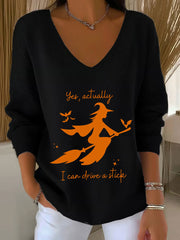 Women's Witch "Yes, I Can Drive A Stick" printed top