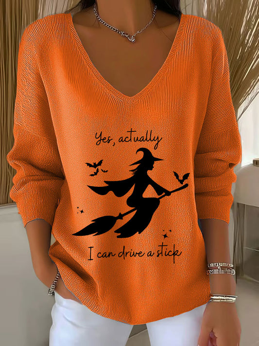Women's Witch "Yes, I Can Drive A Stick" printed top