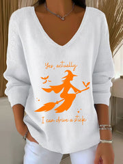 Women's Witch "Yes, I Can Drive A Stick" printed top