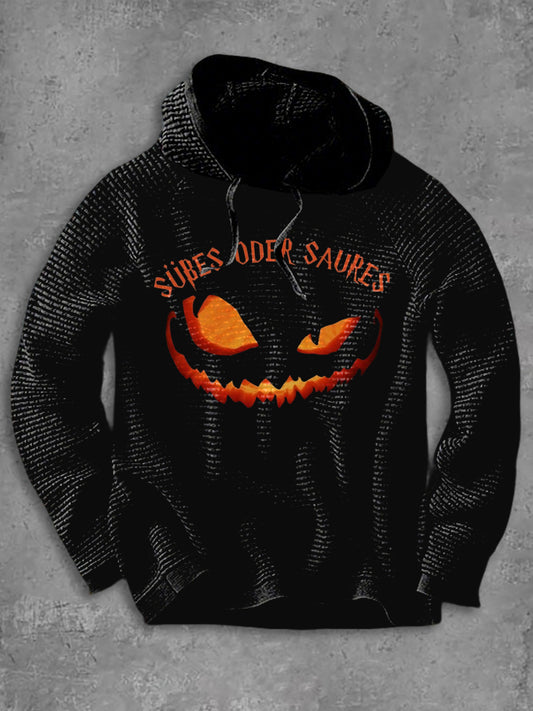 Men's Halloween Loose Basic Printed Long Sleeve Hoodie
