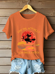 Women's Witch "Yes, I Can Drive A Stick" printed T-shirt