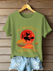 Women's Witch "Yes, I Can Drive A Stick" printed T-shirt