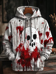Men's Retro Casual Party Halloween Print Hoodie with Pockets