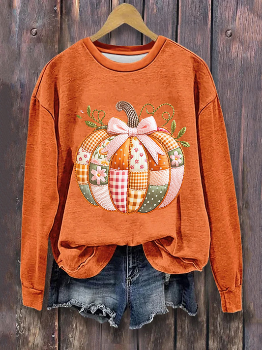 Women's Pumpkin Art Print Sweatshirt