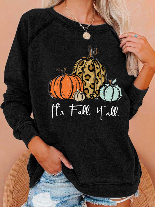 Women's Pumpkin Art Print Sweatshirt