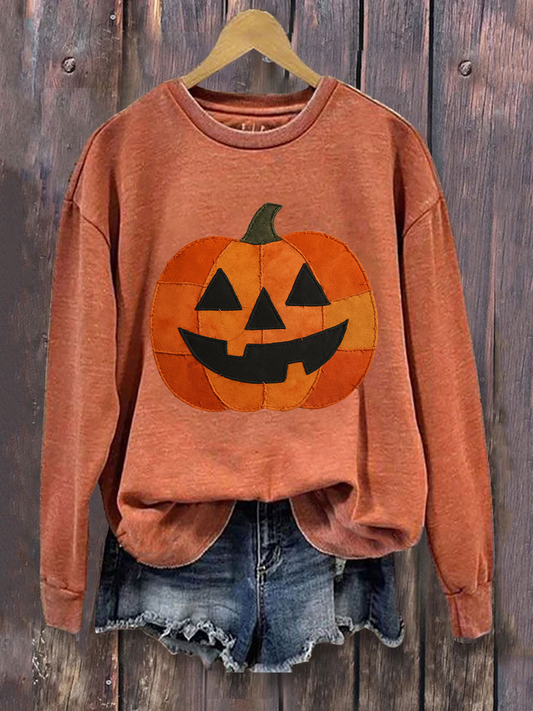 Women's Pumpkin Art Print Sweatshirt