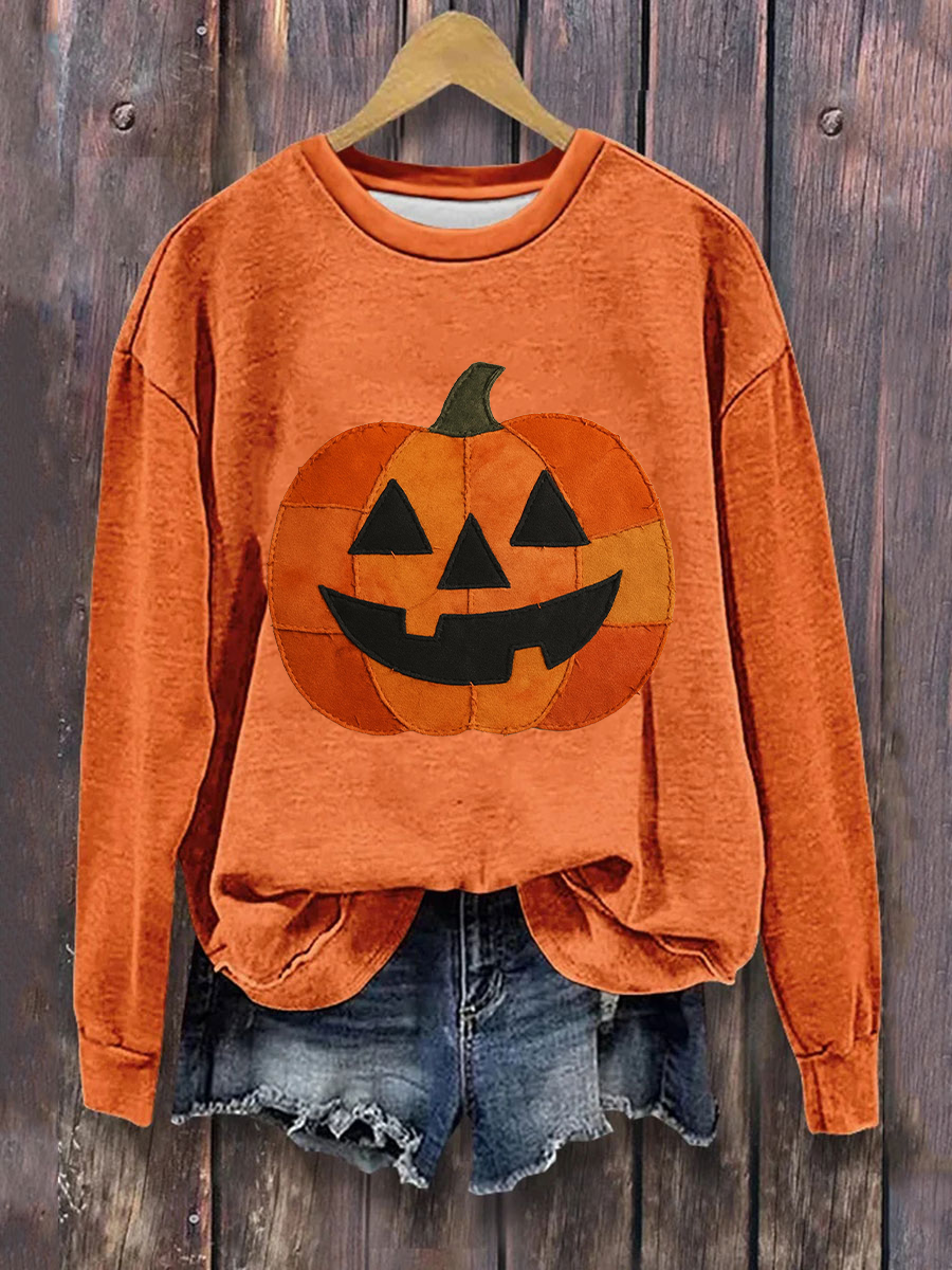 Women's Pumpkin Art Print Sweatshirt