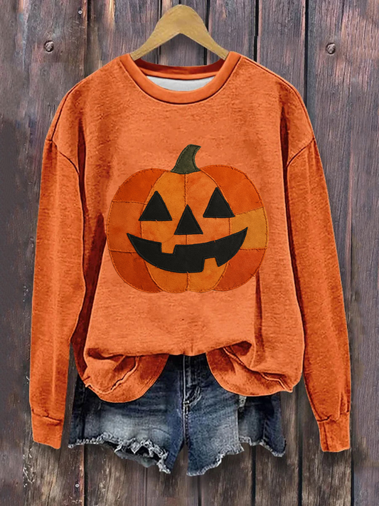 Women's Pumpkin Art Print Sweatshirt