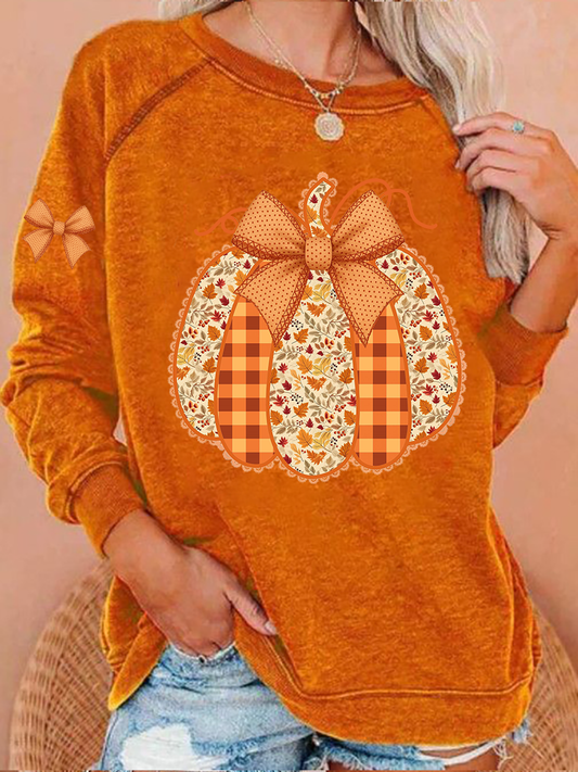 Women's Pumpkin Art Print Sweatshirt