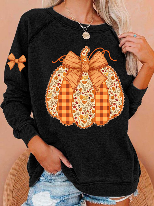 Women's Pumpkin Art Print Sweatshirt