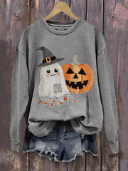 Women's Pumpkin Art Print Sweatshirt