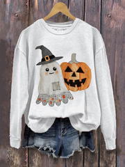 Women's Pumpkin Art Print Sweatshirt
