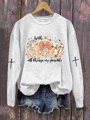 Women's With GOD All Things Are Possible Printed Casual Sweatshirt