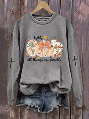 Women's With GOD All Things Are Possible Printed Casual Sweatshirt