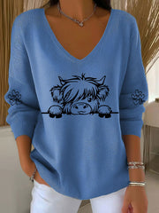 Women's Highland Cow Print Casual Top